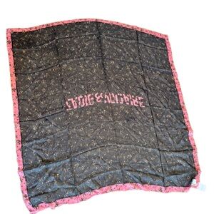 Zadig & Voltaire Black Scarf with Pink Trim